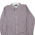 TOMMY HILFIGER Mens Red White & Blue Checked Shirt L Slim Fit Cotton Blend