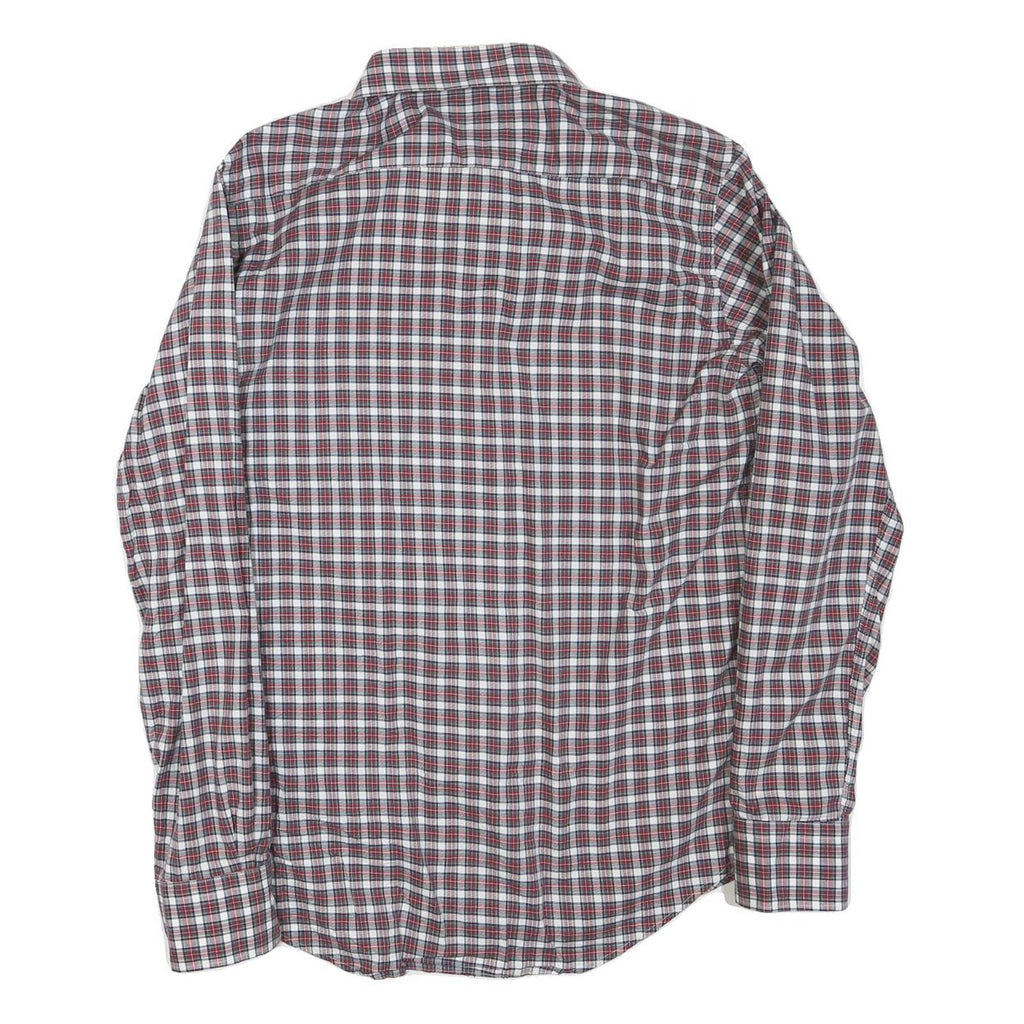 TOMMY HILFIGER Mens Red White & Blue Checked Shirt L Slim Fit Cotton Blend