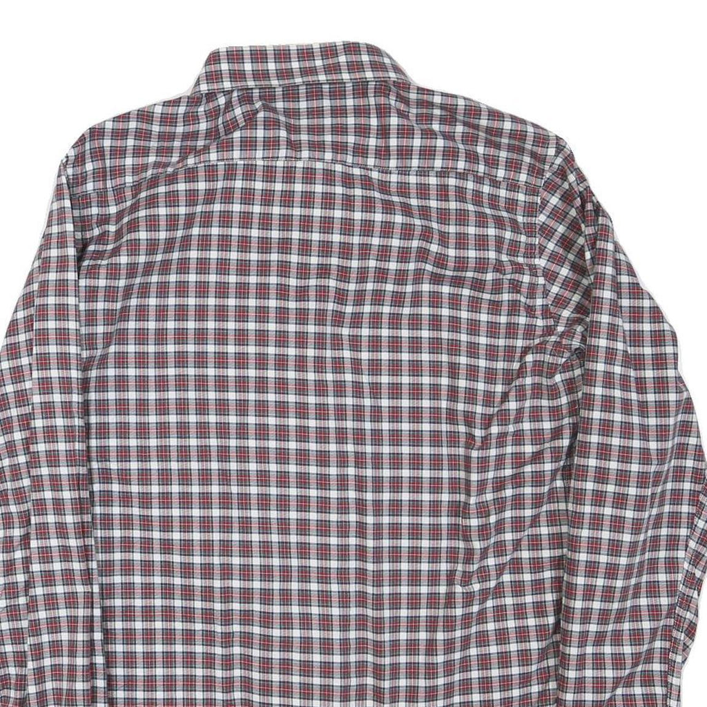 TOMMY HILFIGER Mens Red White & Blue Checked Shirt L Slim Fit Cotton Blend