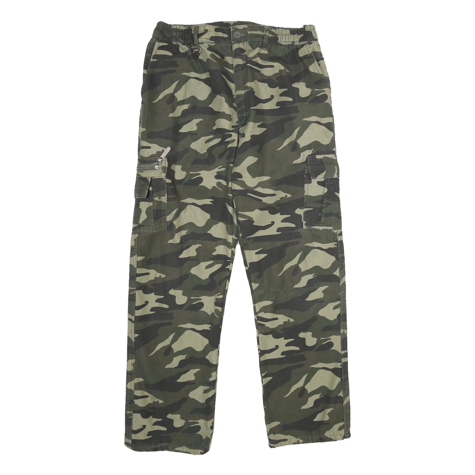 Mens Lined Polyester Blend Regular Fit Camouflage Cargo Trousers W30 L30 Outdoor