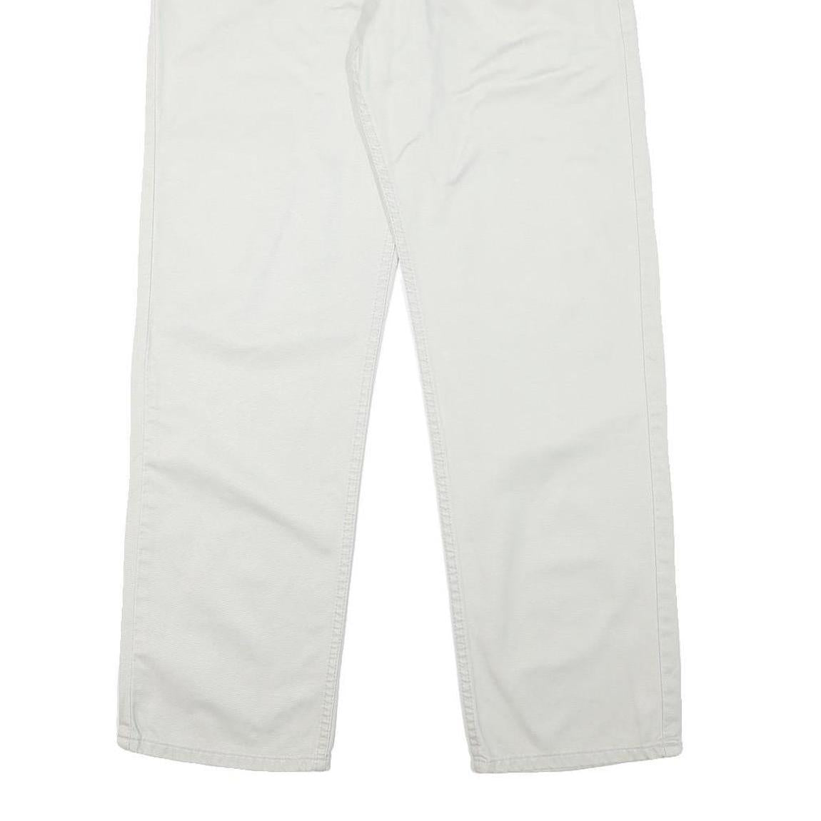 LEE Mens Cotton Blend White Regular Fit Straight Leg Trousers W32 L29 Casual Zip