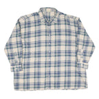 Mens Cream Blue Green Checked Cotton Shirt XL Casual Long Sleeve Button-Up
