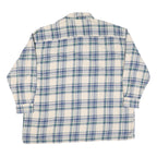 Mens Cream Blue Green Checked Cotton Shirt XL Casual Long Sleeve Button-Up