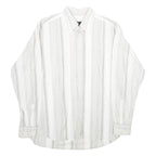 DI ROCCOBAROCCO Mens White & Grey Striped Cotton Shirt L Button Down Collar Long