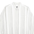 DI ROCCOBAROCCO Mens White & Grey Striped Cotton Shirt L Button Down Collar Long