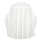 DI ROCCOBAROCCO Mens White & Grey Striped Cotton Shirt L Button Down Collar Long