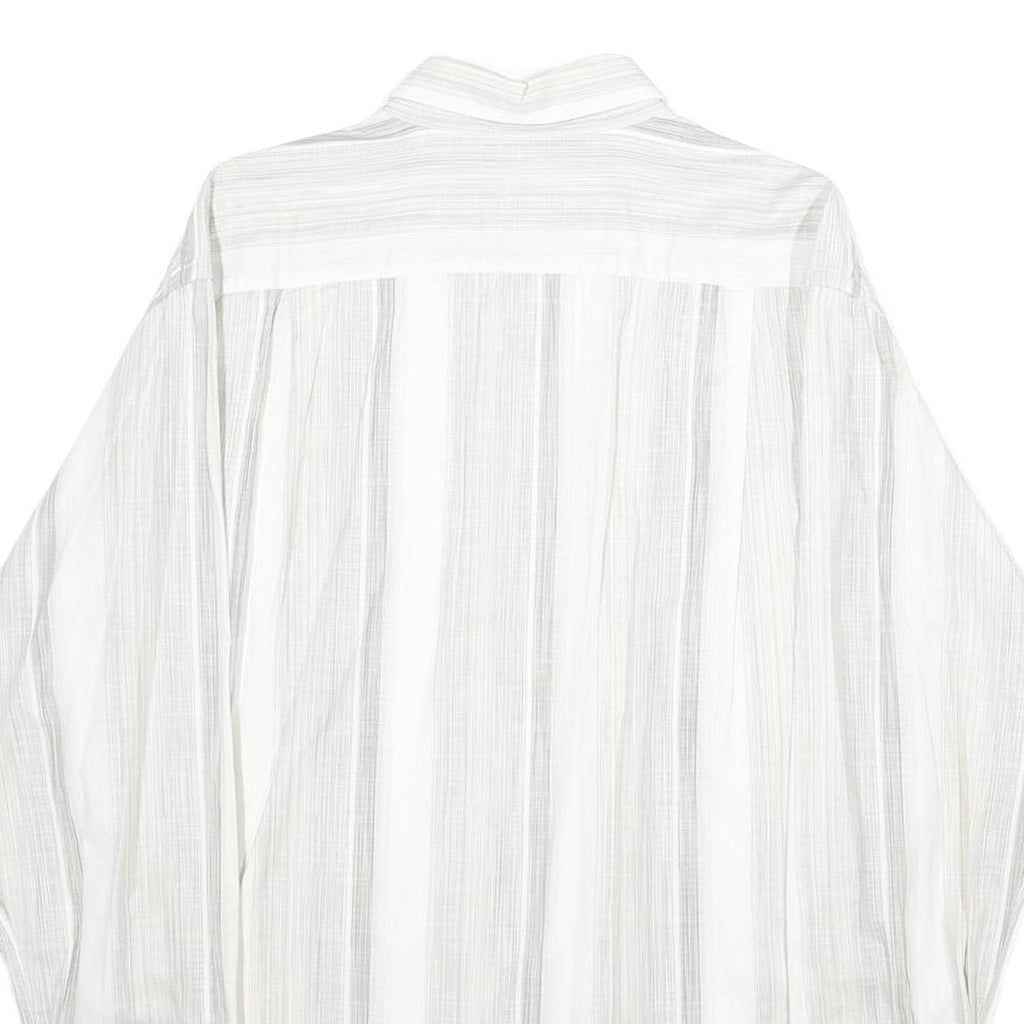 DI ROCCOBAROCCO Mens White & Grey Striped Cotton Shirt L Button Down Collar Long