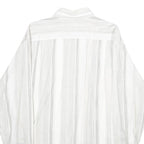 DI ROCCOBAROCCO Mens White & Grey Striped Cotton Shirt L Button Down Collar Long