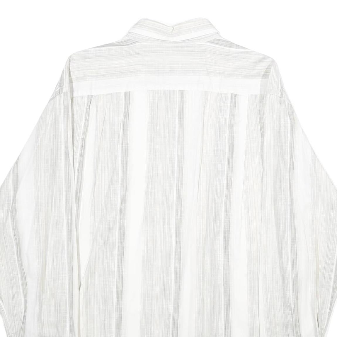 DI ROCCOBAROCCO Mens White & Grey Striped Cotton Shirt L Button Down Collar Long