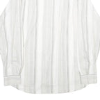 DI ROCCOBAROCCO Mens White & Grey Striped Cotton Shirt L Button Down Collar Long