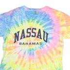 COMFORT COLOURS Mens Blue Yellow Pink Tie Dye Nassau Bahamas T-Shirt XL Crew