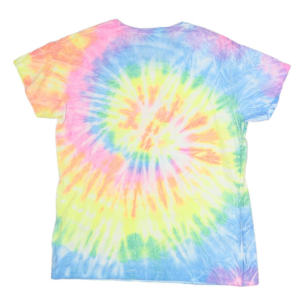 COMFORT COLOURS Mens Blue Yellow Pink Tie Dye Nassau Bahamas T-Shirt XL Crew