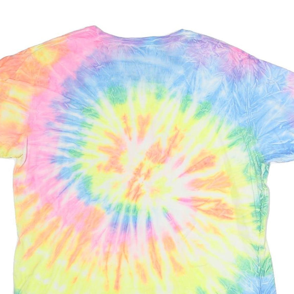 COMFORT COLOURS Mens Blue Yellow Pink Tie Dye Nassau Bahamas T-Shirt XL Crew