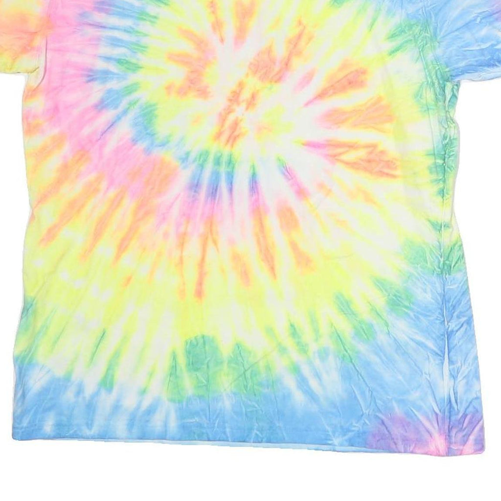 COMFORT COLOURS Mens Blue Yellow Pink Tie Dye Nassau Bahamas T-Shirt XL Crew