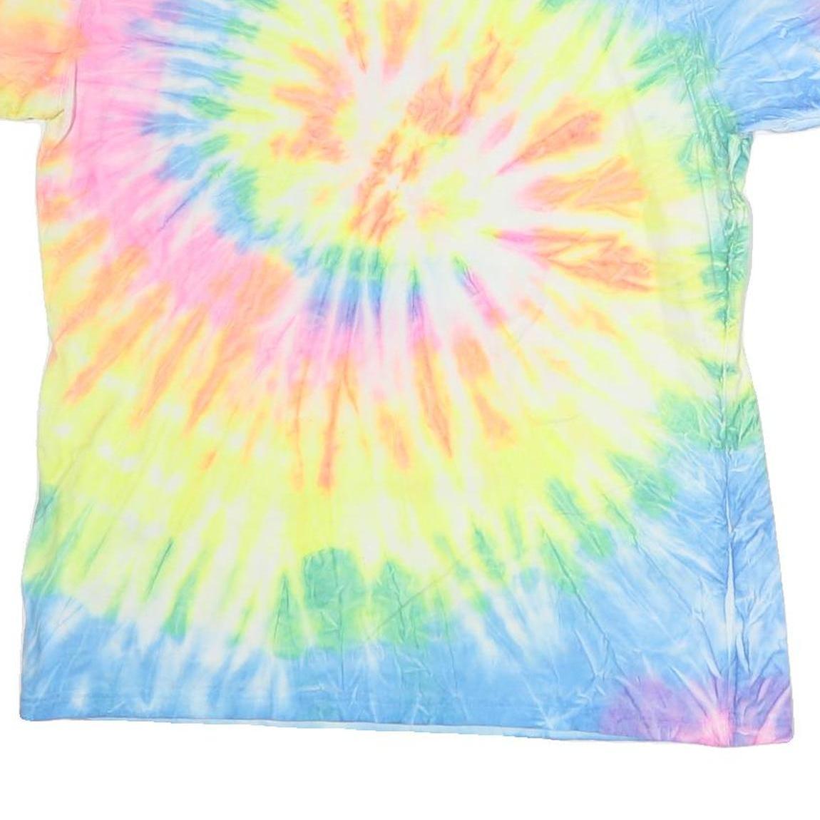 COMFORT COLOURS Mens Blue Yellow Pink Tie Dye Nassau Bahamas T-Shirt XL Crew