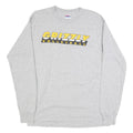 GILDAN Mens Grey Yellow Grizzly Volleyball Long Sleeve Crew Neck T-Shirt M