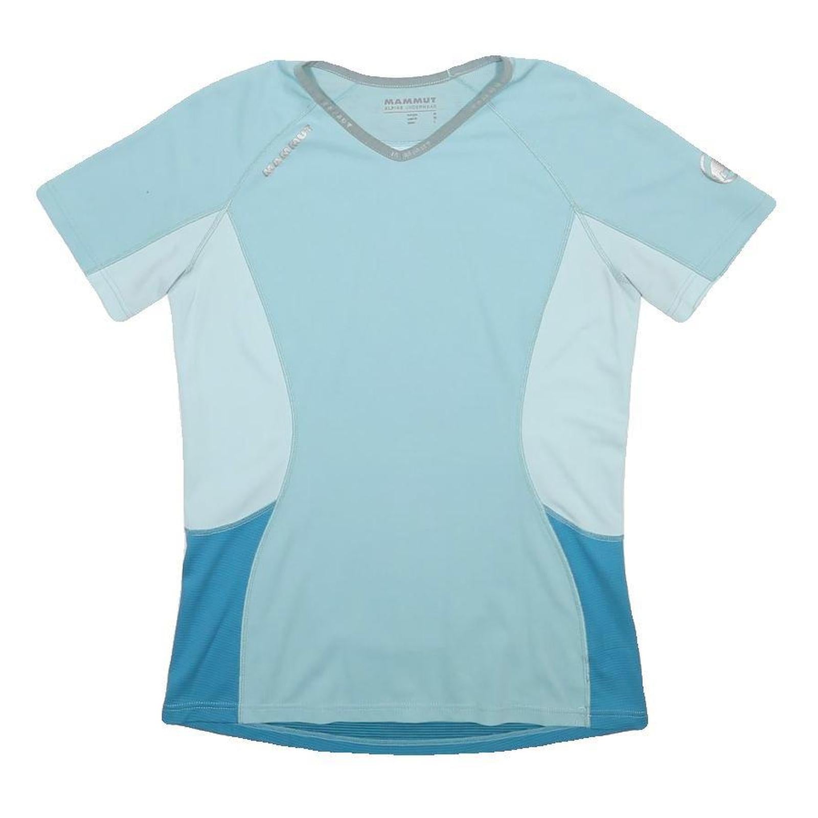 MAMMUT Womens Blue & Light Blue Modern T-Shirt M Short Sleeve V-Neck Sports