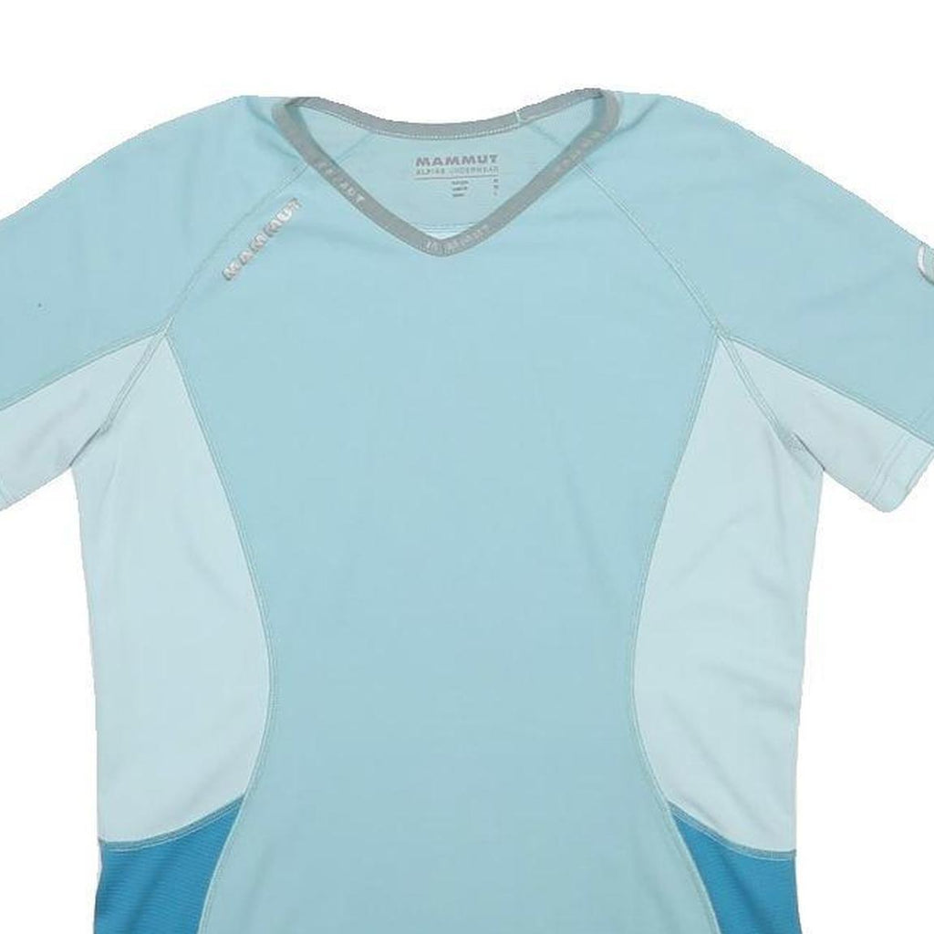 MAMMUT Womens Blue & Light Blue Modern T-Shirt M Short Sleeve V-Neck Sports