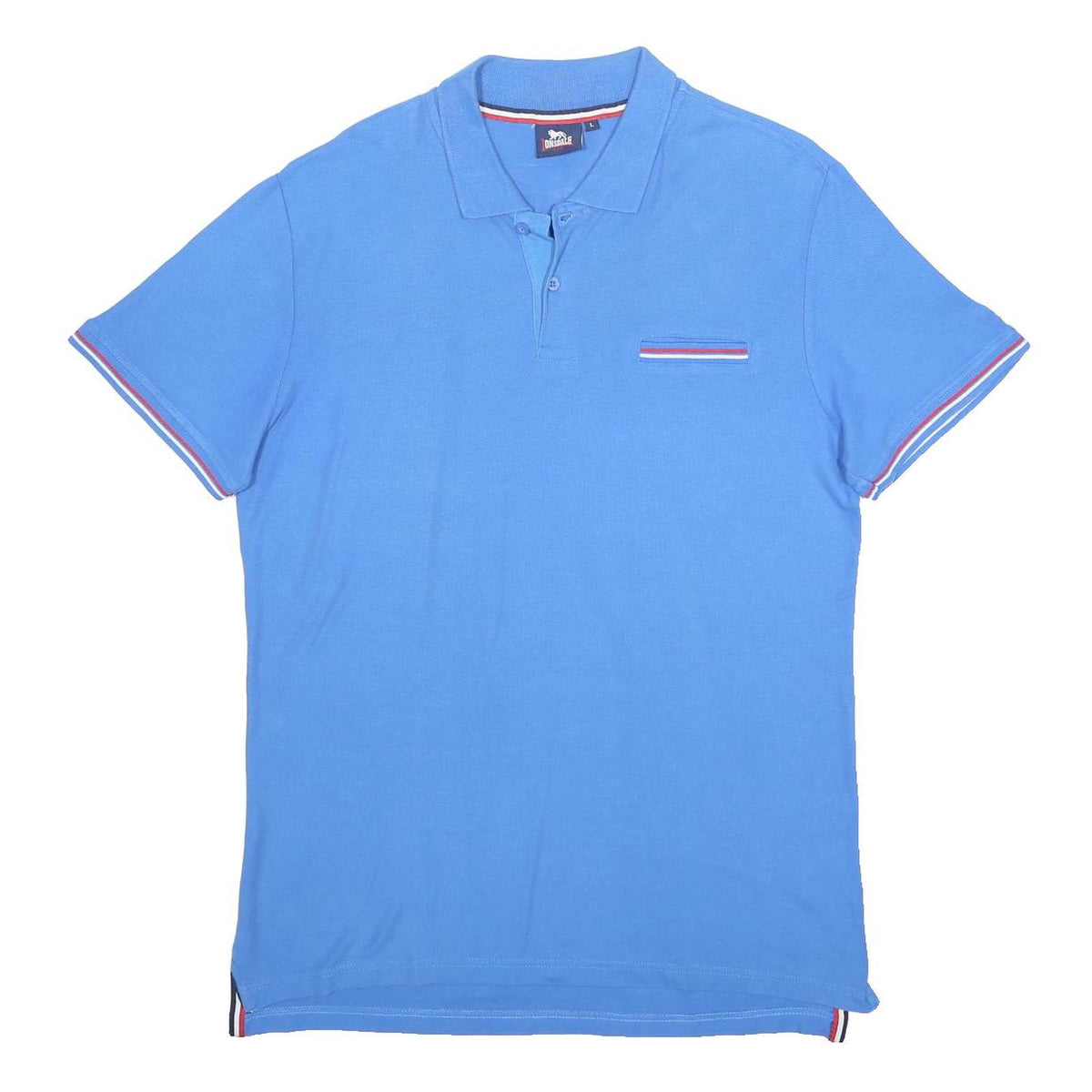 LONSDALE Mens Blue Short Sleeve Plain Polo Shirt L Cotton Casual