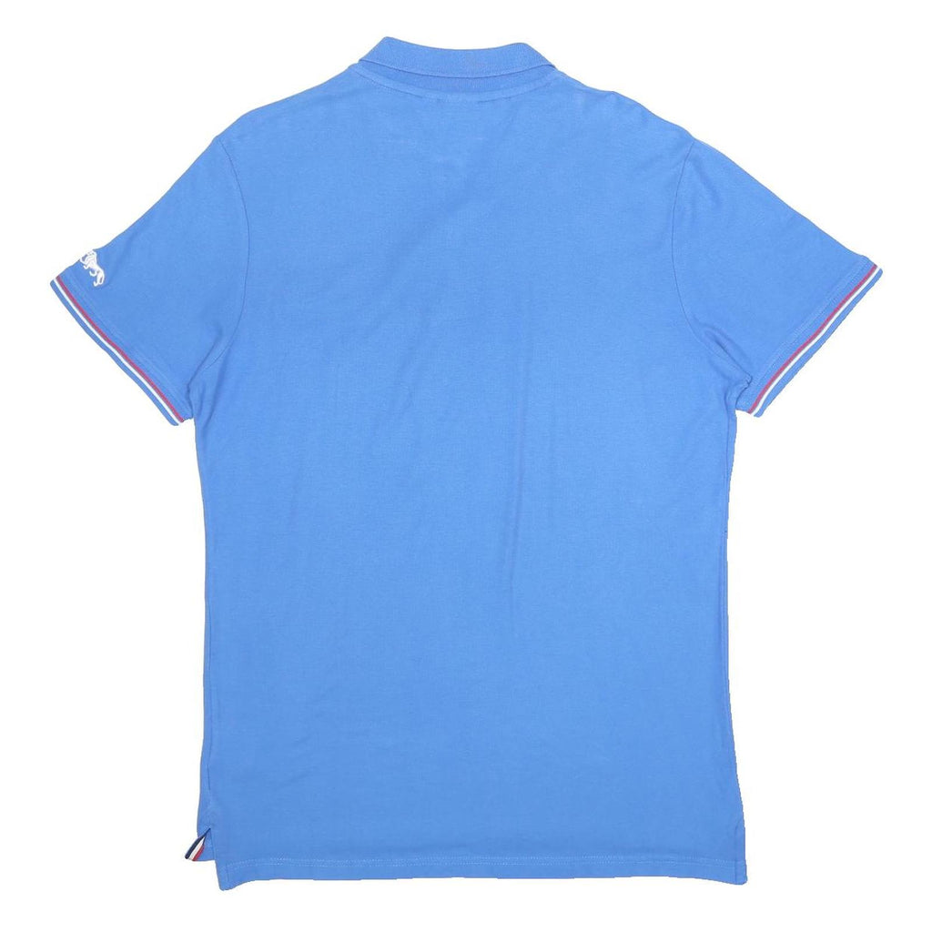 LONSDALE Mens Blue Short Sleeve Plain Polo Shirt L Cotton Casual