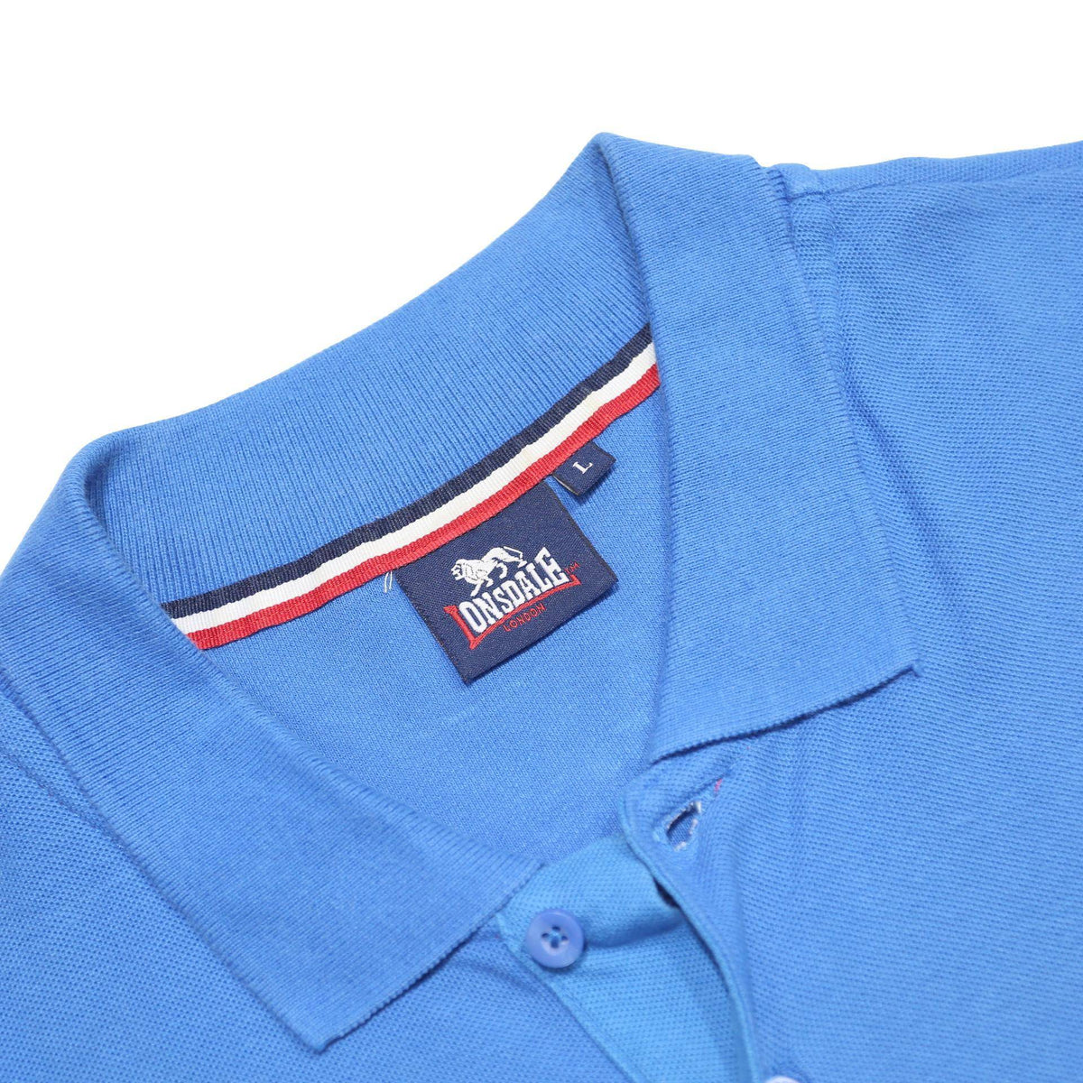 LONSDALE Mens Blue Short Sleeve Plain Polo Shirt L Cotton Casual