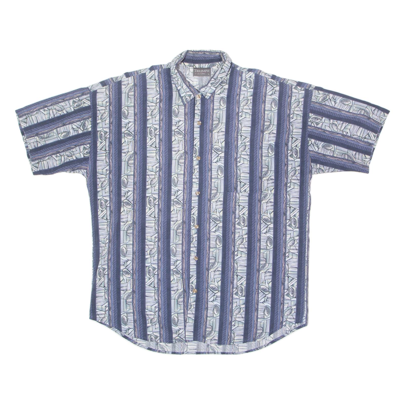 TRIUMPH OF CALIFORNIA Mens Shirt Blue 90s Striped L