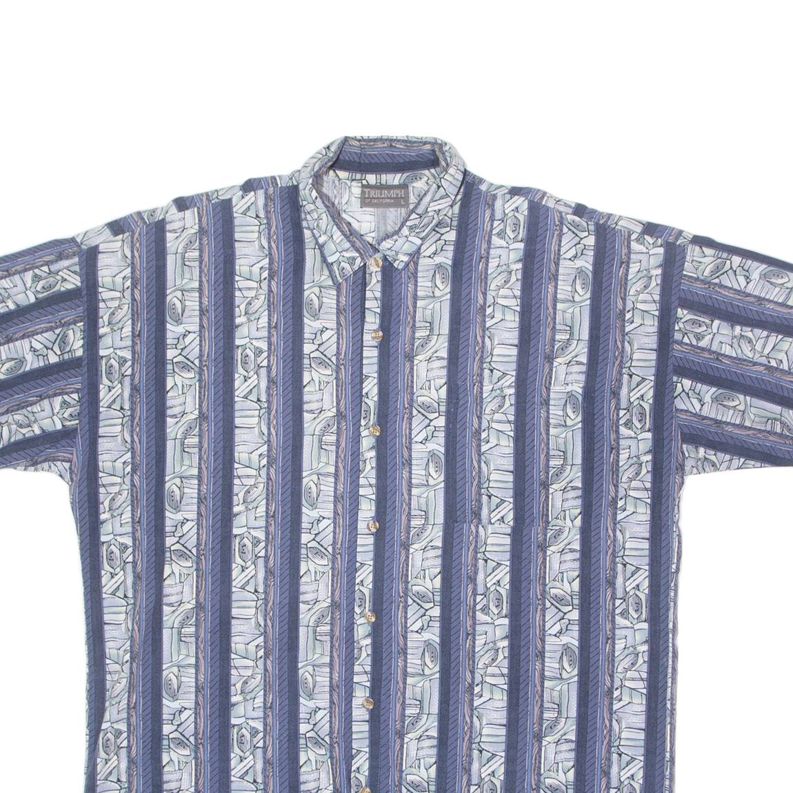 TRIUMPH OF CALIFORNIA Mens Shirt Blue 90s Striped L