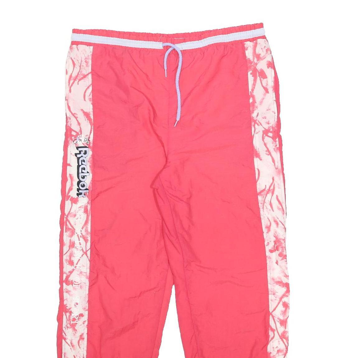 REEBOK Womens Joggers Red & White UK 12 W36 L28 Track Pants Elastic Waist