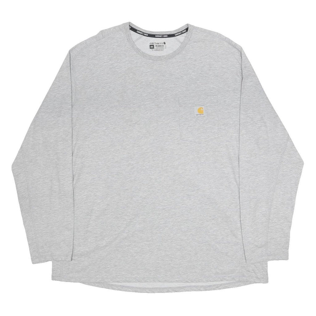 CARHARTT Mens Grey & Yellow Pocket Long Sleeve Crew Neck 2XL Cotton Blend