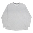 CARHARTT Mens Grey & Yellow Pocket Long Sleeve Crew Neck 2XL Cotton Blend