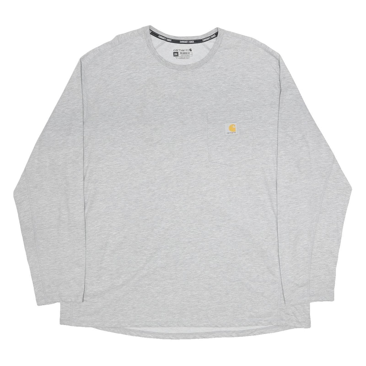 CARHARTT Mens Grey & Yellow Pocket Long Sleeve Crew Neck 2XL Cotton Blend