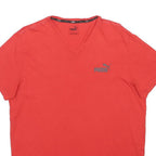 PUMA Mens Red V-Neck T-Shirt L Short Sleeve Cotton Blend Casual Wear