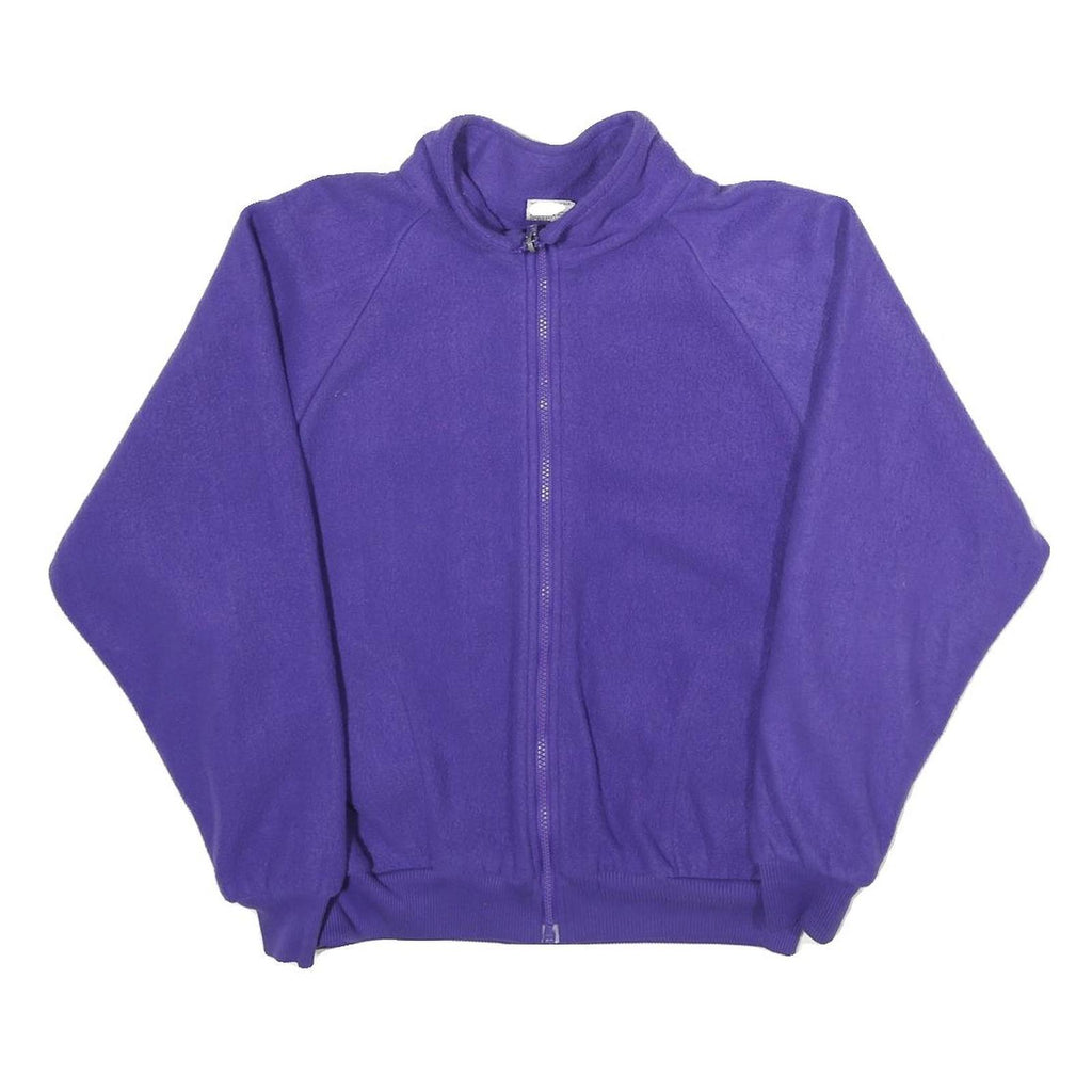 Womens Purple Plain Jacket S Polyester Zip Classic Fit Casual Outerwear