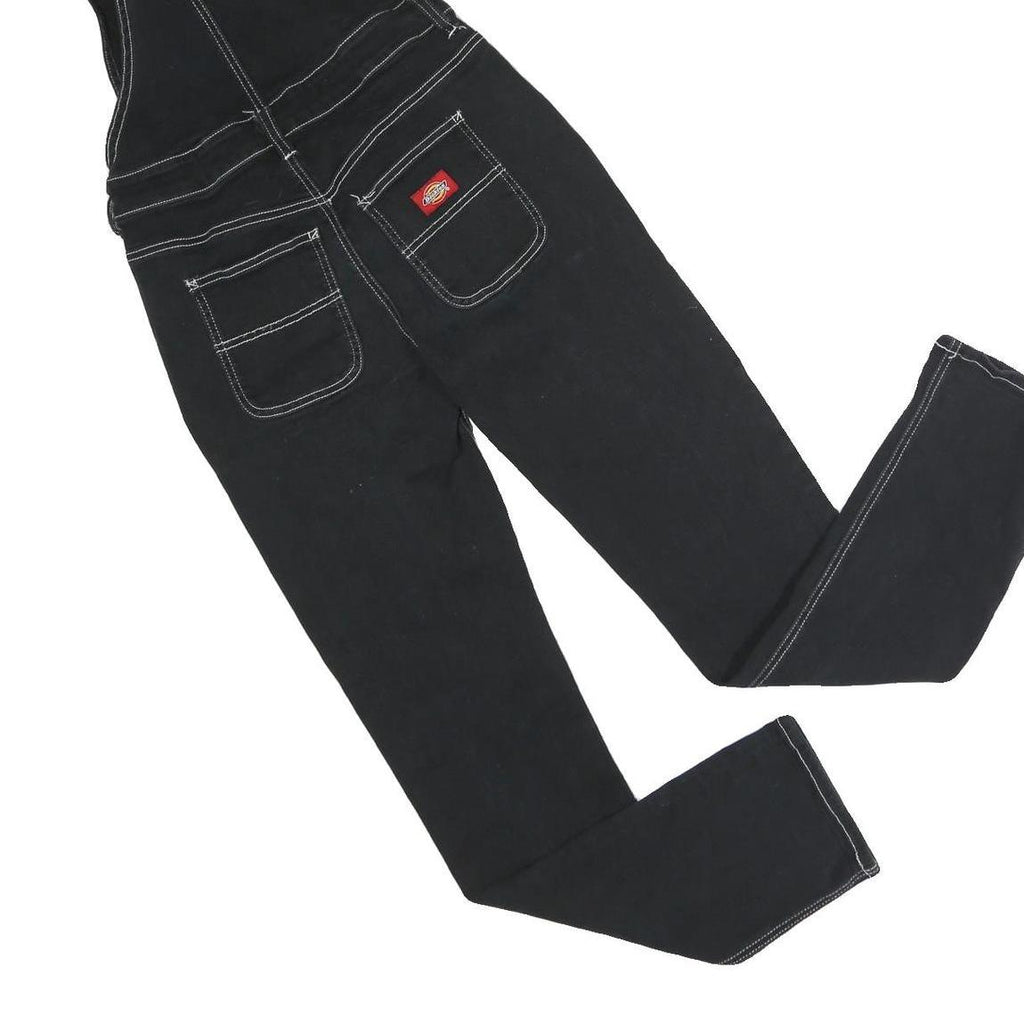 DICKIES Womens Black Cotton Blend Denim Dungarees S W28 L30 Workwear