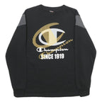 CHAMPION Mens Black & Grey Crew Neck XS Sweatshirt Cotton Blend Long Sleeve
