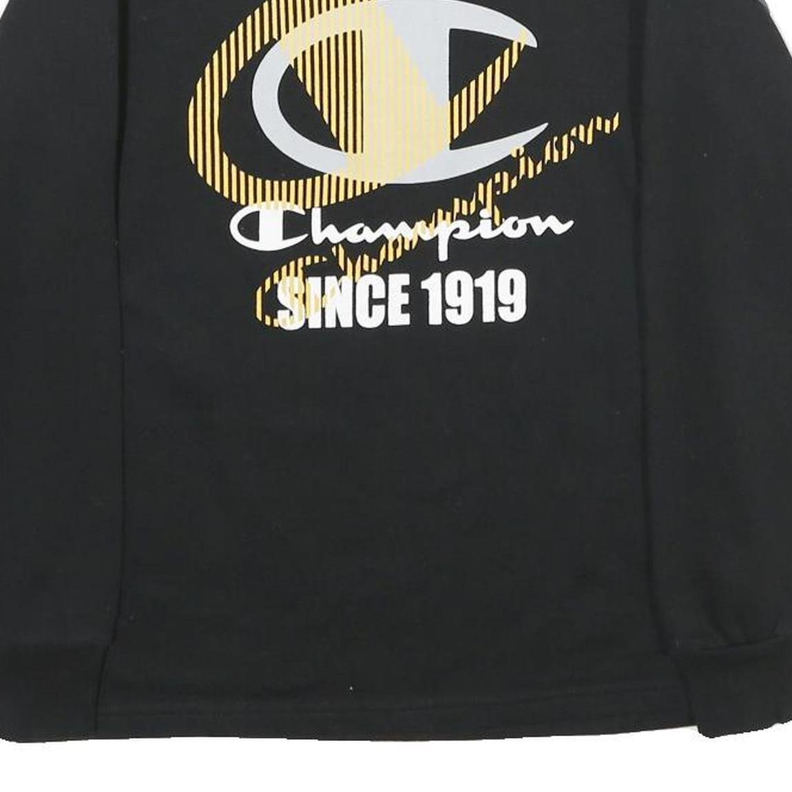 CHAMPION Mens Black & Grey Crew Neck XS Sweatshirt Cotton Blend Long Sleeve