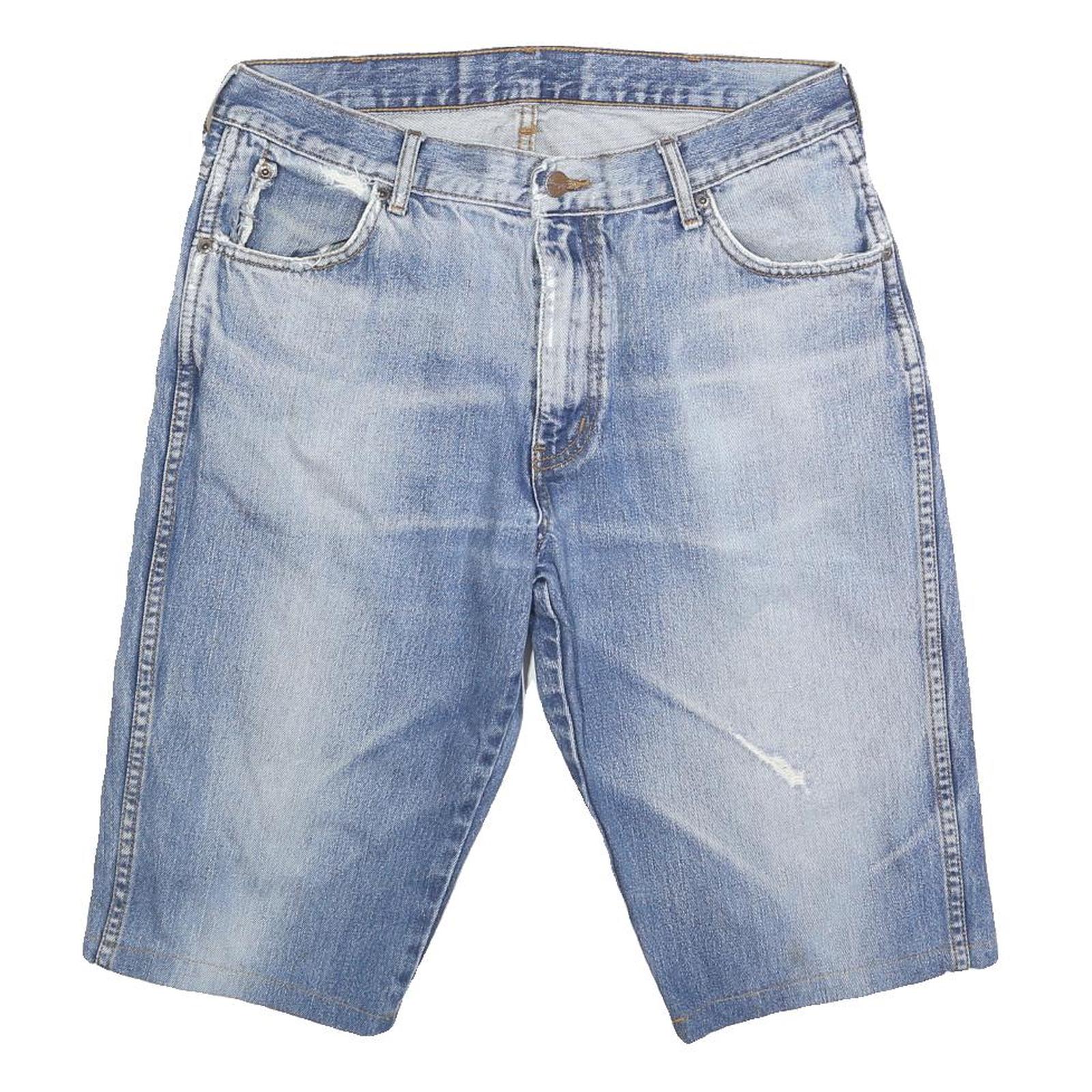 WRANGLER Mens Denim Blue Casual Shorts L W34 Cotton Blend Relaxed Fit