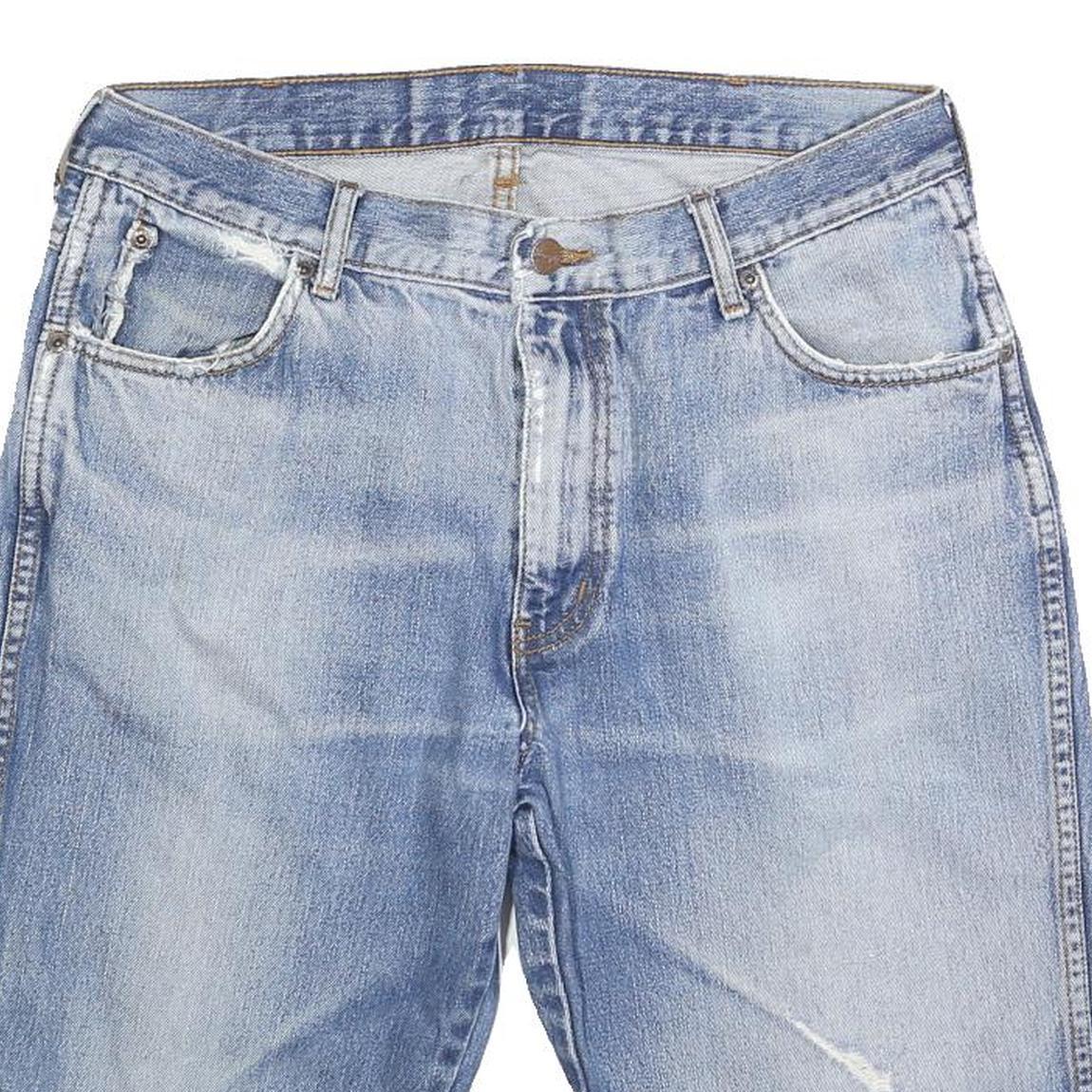 WRANGLER Mens Denim Blue Casual Shorts L W34 Cotton Blend Relaxed Fit