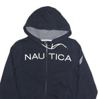 NAUTICA Womens Navy Blue Cotton Blend Zip Hoodie M Nautical Casual Sweatshirt
