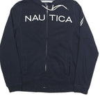 NAUTICA Womens Navy Blue Cotton Blend Zip Hoodie M Nautical Casual Sweatshirt