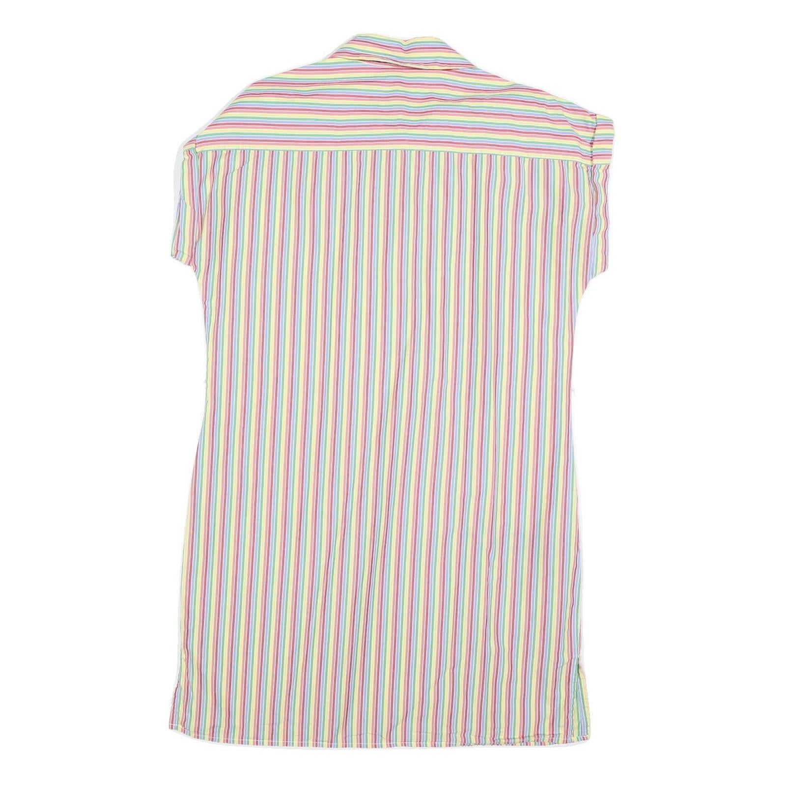 TOMMY HILFIGER Womens White & Multi Stripe Day Shirt Cotton Blend Sleeveless M