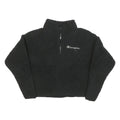 CHAMPION Womens Black Plain Pullover High Neck Chunky Knit S Logo Fleece