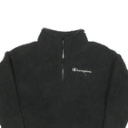 CHAMPION Womens Black Plain Pullover High Neck Chunky Knit S Logo Fleece