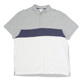 CALVIN KLEIN Mens Grey & Navy Blue & White Short Sleeve Cotton Blend Polo Shirt