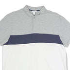 CALVIN KLEIN Mens Grey & Navy Blue & White Short Sleeve Cotton Blend Polo Shirt