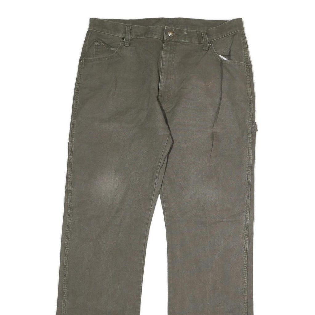 DICKIES Mens Cotton Regular Straight Green W36 L34 Workwear Utility Trousers