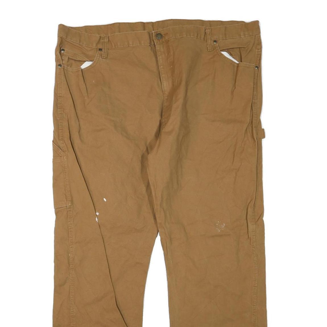 DICKIES Mens Jeans Brown Regular Straight Cotton Blend W44 L32 Workwear Casual