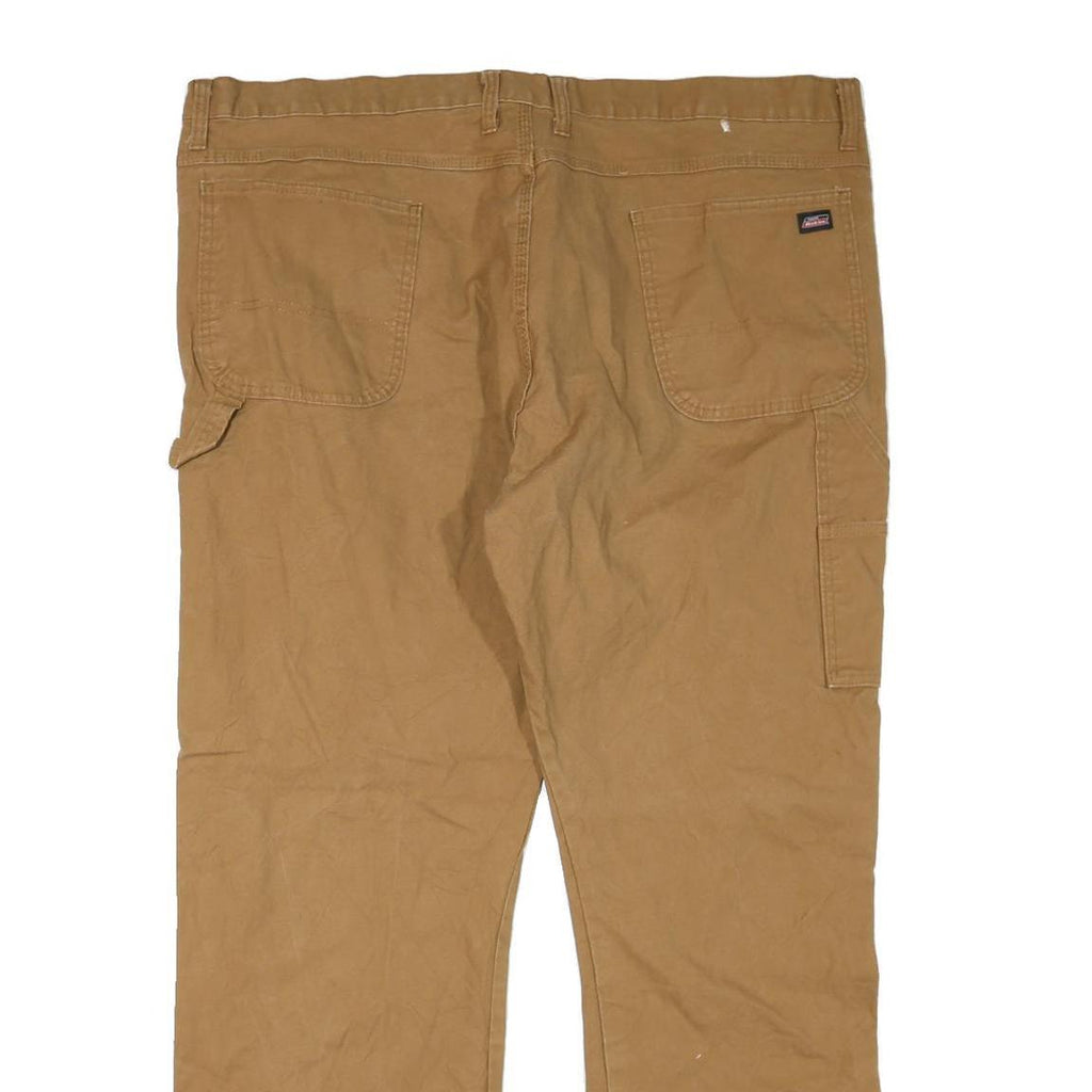DICKIES Mens Jeans Brown Regular Straight Cotton Blend W44 L32 Workwear Casual