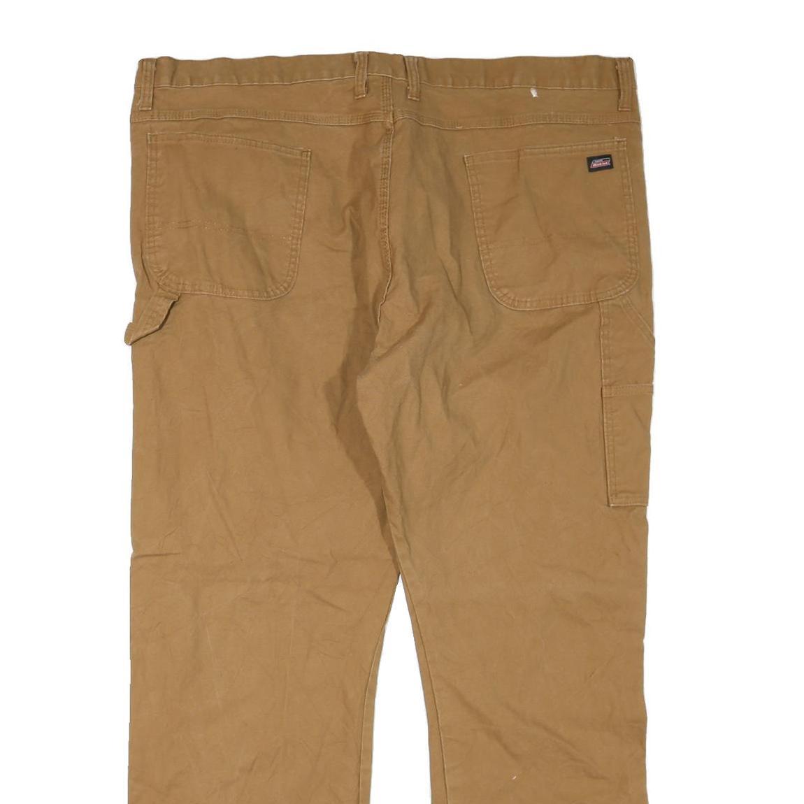 DICKIES Mens Jeans Brown Regular Straight Cotton Blend W44 L32 Workwear Casual