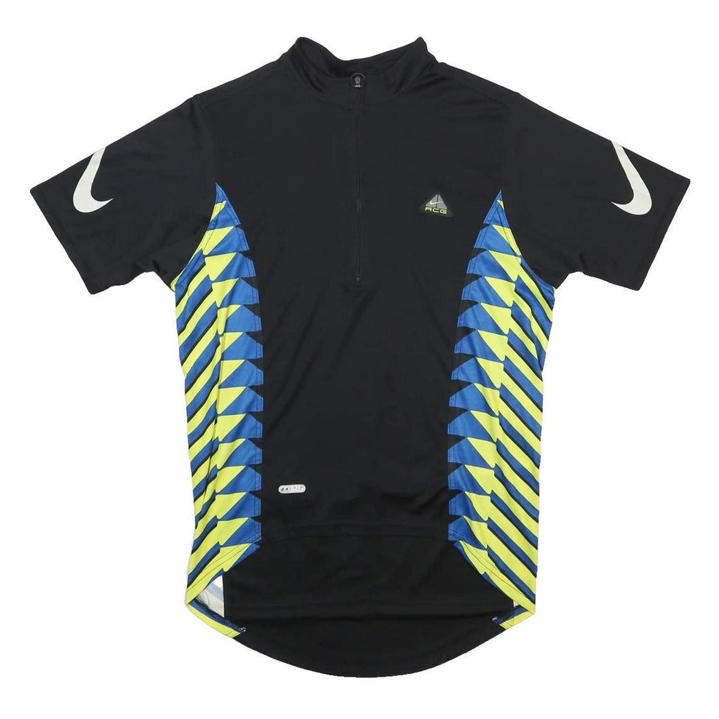 NIKE ACG Mens Black Blue Yellow Zip Front XL Short Sleeve Crew Neck Cycling